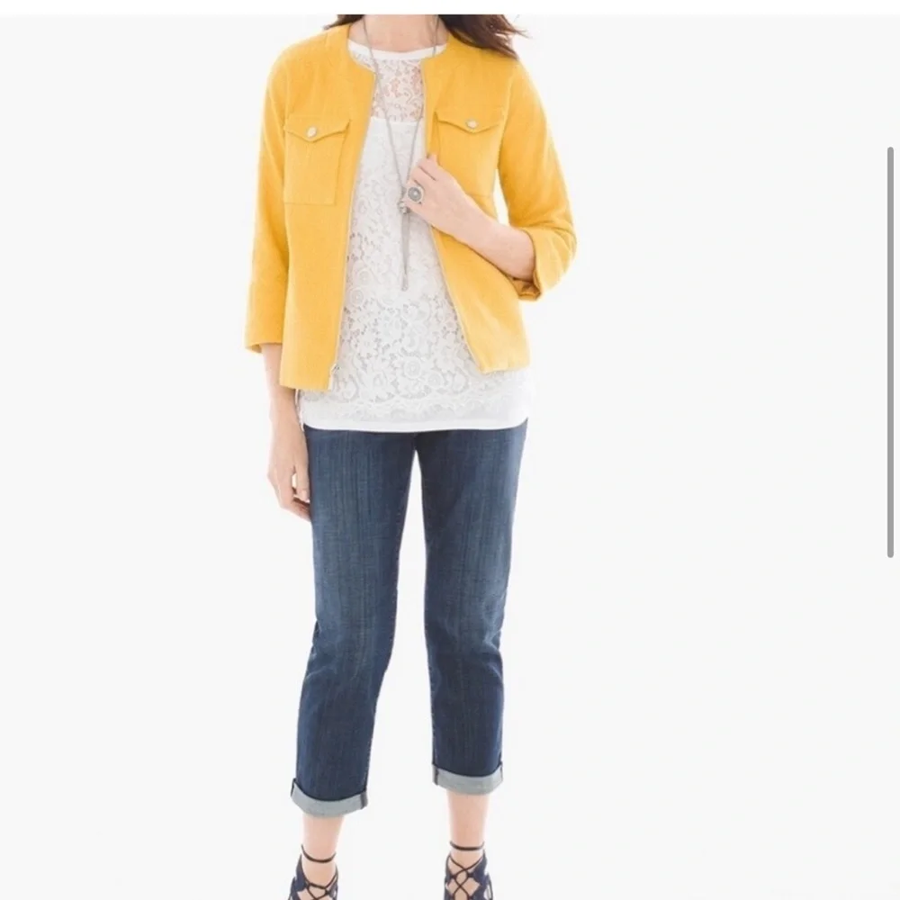 NWT Chicos Textured LS Jacket Glistening Yellow Medium/8 - Picture 3 of 13